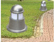 现代圆柱型LED铁质灰色白草坪灯