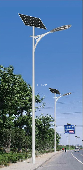 银白色A字臂LED太阳能路灯 城市道路照明