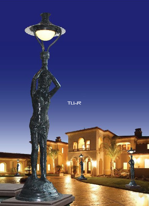 黑色人物雕像造型LED欧式庭院灯