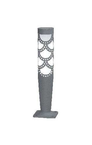 灰色圆柱镂空雕刻 LED草坪灯白色灯头