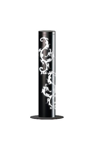 黑色圆柱型 白色花纹图案 LED草坪灯