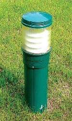 绿色圆柱型 LED白色灯头草坪灯