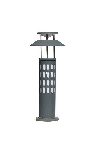 灰色圆柱镂空雕铸 白色灯管LED草坪灯