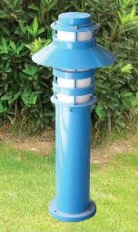 蓝色圆柱型 LED白色灯头草坪灯