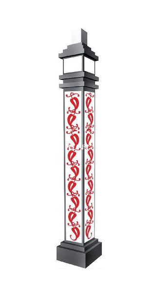 灰白灯柱红色花纹图案 LED景观灯