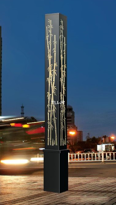 黑色灯柱竹子图案喷塑 LED景观灯