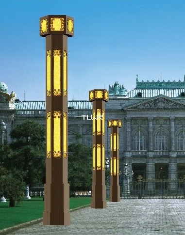 棕色圆形灯柱 黄色灯管LED景观灯