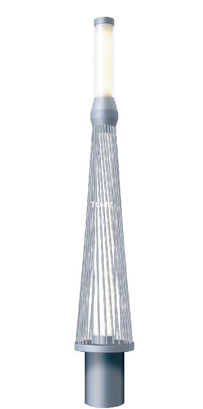 灰色锥形柱 白色灯头LED景观灯