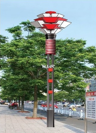 灰色灯柱 红白多灯头LED景观灯