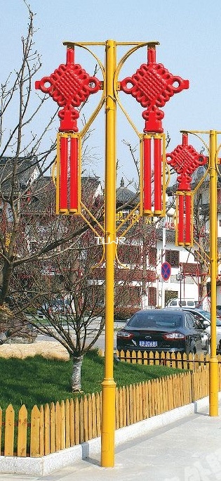 黄色灯柱红色中国结LED景观灯