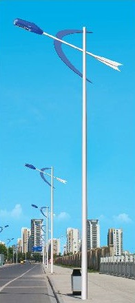 白色灯杆蓝色弓箭造型LED路灯